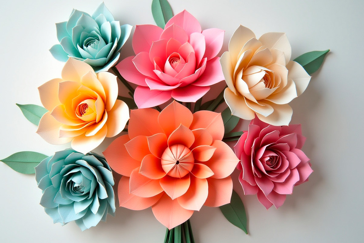 Un bouquet de flores de papel